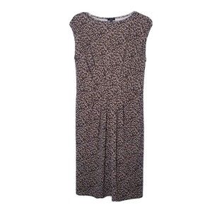 Talbots Animal Print Stretch Pleated Sheath Dress Women Size Small Sleeveless